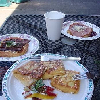 The Waffle Window - 3Bs waffle, cheese blintzes from inside, and ham and cheese waffle. - Breakfast & Brunch Near Me - Portland, Oregon The Waffle Window - 3Bs waffle, cheese blintzes from inside, and ham and cheese waffle. - Breakfast & Brunch Near Me - Portland, Oregon