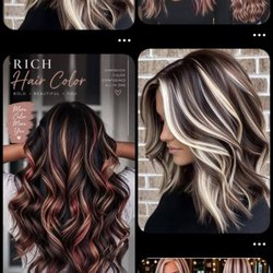 Metro Salon - Example photos of chunky highlights willing to have red or purple if platinum was not possible.