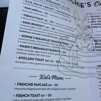 Frenchie's on 4th - Menu (Left Side) - Pancakes Near Me - Olympia, Washington
