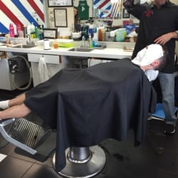 Barry's Barber Shop - Hot towel before and after.