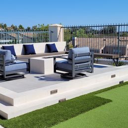 a patio with artificial turf a patio with artificial turf