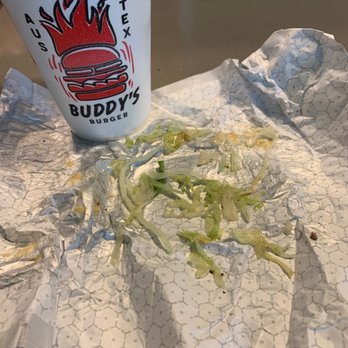 Buddy's Burger - All that was left from my delicious #2 combo. Love the prep of the veg on the burgers too. Great texture! - Burgers Near Me - Austin, Texas Buddy's Burger - All that was left from my delicious #2 combo. Love the prep of the veg on the burgers too. Great texture! - Burgers Near Me - Austin, Texas
