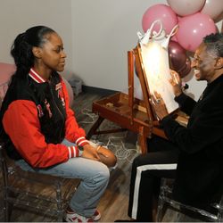Paint 2 Smile - Akbar, our caricature artist, capturing smiles and fun at a private party in Englewood Cliffs, NJ -- perfect for birthdays and celebrations!