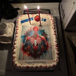 Baby Got Cupcakes - Another view of the Spider-Man tres leches cake