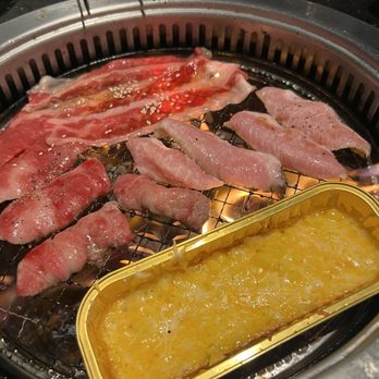 Holy Cow - Meats pictured: Kanubi Plate, Wagyu Finger Meat, and Pork Jowl. Also Corn Cheese! - Barbeque Near Me - Chino Hills, California Holy Cow - Meats pictured: Kanubi Plate, Wagyu Finger Meat, and Pork Jowl. Also Corn Cheese! - Barbeque Near Me - Chino Hills, California