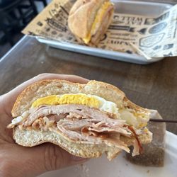 Two River Anglers - Turkey and eggs on a toasted hard roll- So fresh and delicious. Possibly the best breakfast sandwich I've ever eaten.