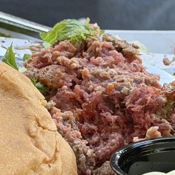 Me's burgers & brews - Raw Bison Burger - Burgers Near Me - Danville, Virginia Me's burgers & brews - Raw Bison Burger - Burgers Near Me - Danville, Virginia
