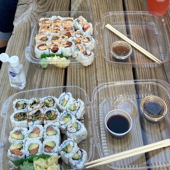 Bluefin Sushi - sushi and chopsticks on a picnic table - Sushi Bars Near Me - Washington, DC, District of Columbia