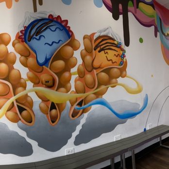 Eiffel Waffle - a mural of a group of cartoon characters - Ice Cream & Frozen Yogurt Near Me - Bolingbrook, Illinois