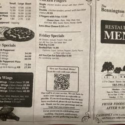 Bennington Bar & Grill - Menu