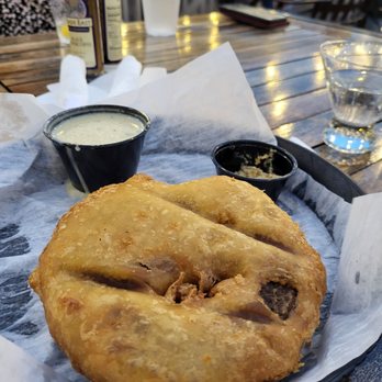 Mavi Waterfront Bar & Grill - Beer battered pretzel. Weird but good. Great dipping sauce. - Sports Bars Near Me - Jacksonville Beach, Florida Mavi Waterfront Bar & Grill - Beer battered pretzel. Weird but good. Great dipping sauce. - Sports Bars Near Me - Jacksonville Beach, Florida