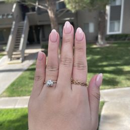 Manicure with powder nails, nude color Manicure with powder nails, nude color