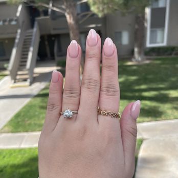 Soleil Nails & Spa - Manicure with powder nails, nude color - Nail Salons Near Me - Barstow, California