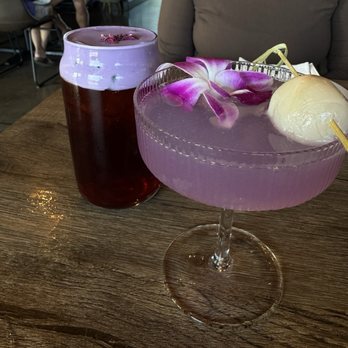 Satay Thai Kitchen & Bar - Lychee martini and ube thai tea - Thai Near Me - Fresno, California Satay Thai Kitchen & Bar - Lychee martini and ube thai tea - Thai Near Me - Fresno, California