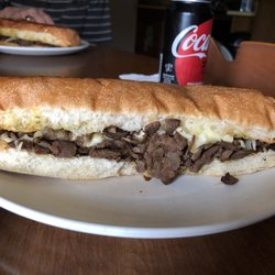 Bellacino's Pizza & Grinders - Chicago steak grinder plated. It was an 18 inch, so this is actually only half the sandwich.