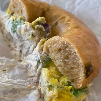Hole In the Wall Bagels - Half of a spicy librarian sandwich on a jalapeño bagel - Bagels Near Me - Rockland, Maine Hole In the Wall Bagels - Half of a spicy librarian sandwich on a jalapeño bagel - Bagels Near Me - Rockland, Maine