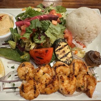 Sultan's Kebab - Prawns Kabob plate - Mediterranean Near Me - Livermore, California Sultan's Kebab - Prawns Kabob plate - Mediterranean Near Me - Livermore, California