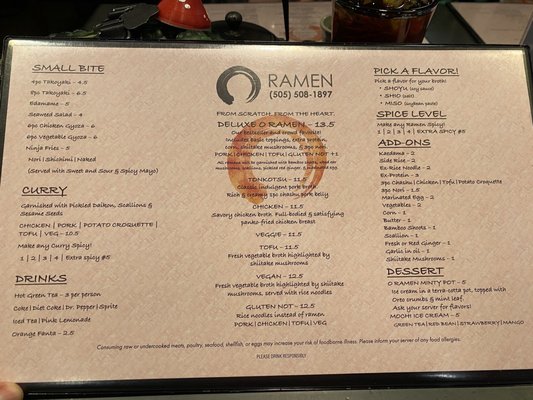 Menu photo 3 O Ramen and Curry House Albuquerque, NM