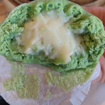 Dumpling Time - The milk cream inside matcha milk bao. - Dim Sum Near Me - San Francisco, California