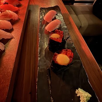 Kabooki Sushi - Hamachi and Ikura nigiri - Japanese Near Me - Orlando, Florida