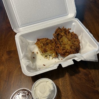 Twins Diner - Half order (2) of potato pancakes (latkes) missing most of 1 pancake, - Diners Near Me - Northville, Michigan Twins Diner - Half order (2) of potato pancakes (latkes) missing most of 1 pancake, - Diners Near Me - Northville, Michigan