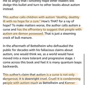 Karen Mayer Cunningham - These are reviews for the book she wrote called Defying Autism. She thinks children with Autism are possessed by demons. - Special Education Near Me