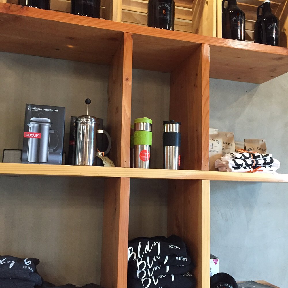 Bldg 6 Coffee Roasters - Their shirts and French press - Coffee & Tea Near Me - El Paso, Texas