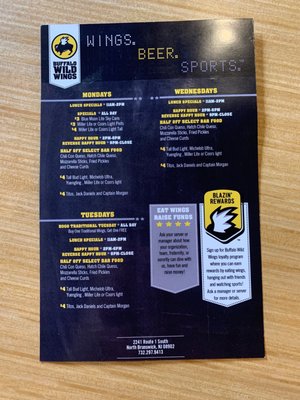 Menu photo 2 Buffalo Wild Wings North Brunswick Township, NJ