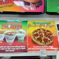 Munchys Cookies - Soup and pizza menu.