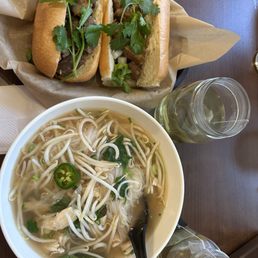 Pork Banh Mi, Pho Ga and green tea Pork Banh Mi, Pho Ga and green tea