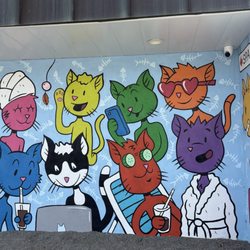 Whiskers and Soda - Wall art from outside the cafe