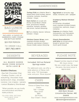 Menu photo 1 Owen’s General Store Lincolnville, ME Menu photo 1 Owen’s General Store Lincolnville, ME