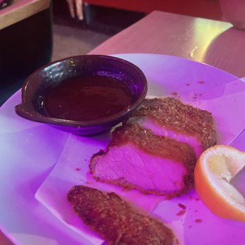 Moshi Moshi - Silk Pork Katsu. The name says it all! Silky and so much flavor! Snapped a pic after we dug in, we couldn't get enough of it. - Sushi Bars Near Me - Miami Beach, Florida