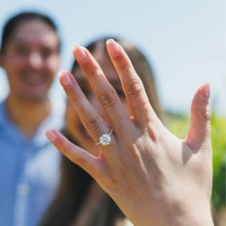 Moraga Jewelers - Custom made Engagement Ring! Platinum Pavé band with Hidden Halo