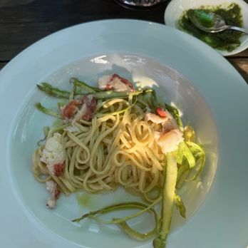 Osteria Fasulo - Lobster Spaghetti with asparagus - Italian Near Me - Davis, California Osteria Fasulo - Lobster Spaghetti with asparagus - Italian Near Me - Davis, California