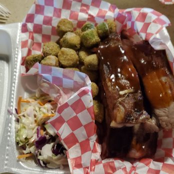 Briggs' BBQ Cooking & Catering - Rib Plate with Fried Okra - Barbeque Near Me - Pine Bluff, Arkansas