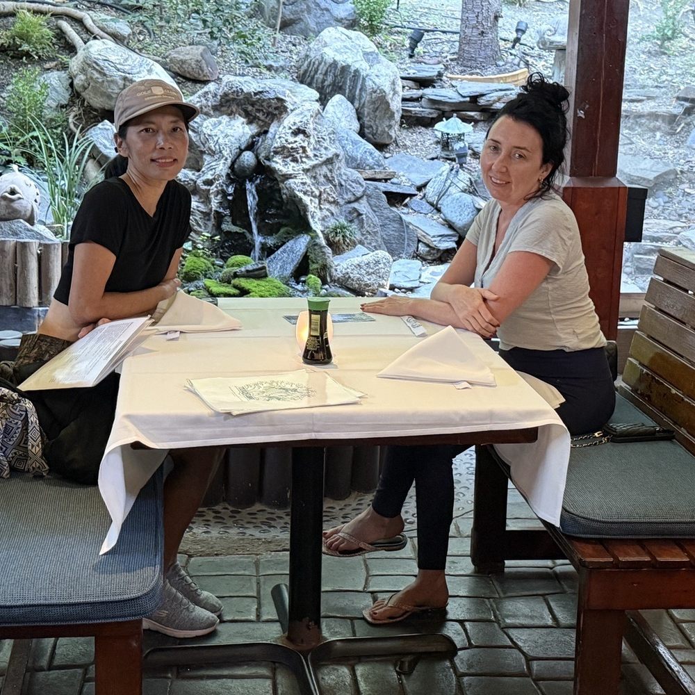Teru Sushi - Nisma Haymes and Christina Pope in rear garden area - Sushi Bars Near Me - Studio City, California Teru Sushi - Nisma Haymes and Christina Pope in rear garden area - Sushi Bars Near Me - Studio City, California