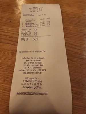 Menu photo 2 Schwarzer Stern Frankfurt, HE Menu photo 2 Schwarzer Stern Frankfurt, HE