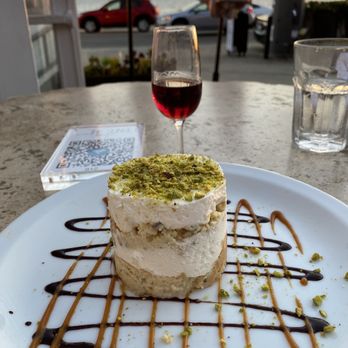 The Sunset Restaurant - Pistachio dessert w/ Ports wine - New American Near Me - Malibu, California The Sunset Restaurant - Pistachio dessert w/ Ports wine - New American Near Me - Malibu, California
