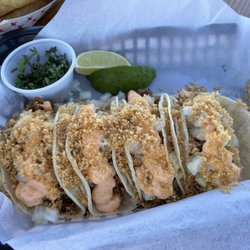 The Boathouse Bar & Stowaway Grill - Boathouse tacos with Sriracha Aloi that was absolutely deliciously delightful!