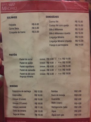 Menu photo 2 Bar Madrid Rio de Janeiro, RJ