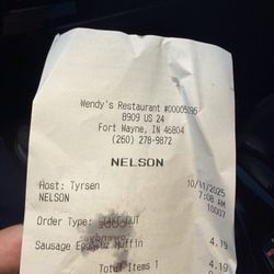 Wendy's - Sausage egg Sausage, Egg & Cheese English Muffin ordered