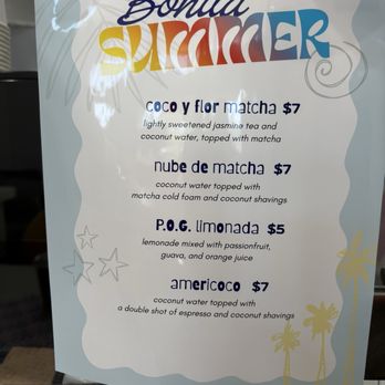 Bonita Coffee - Summer Menu 2026 - Coffee & Tea Near Me - San Dimas, California