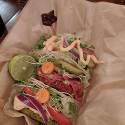 Classic, Falafel, and Mayan Tacos. Classic, Falafel, and Mayan Tacos.