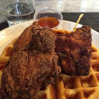 Friedman's - Fried chicken n Cheddar Waffle- great! Spicy dipping syrup - Breakfast & Brunch Near Me - New York, New York Friedman's - Fried chicken n Cheddar Waffle- great! Spicy dipping syrup - Breakfast & Brunch Near Me - New York, New York