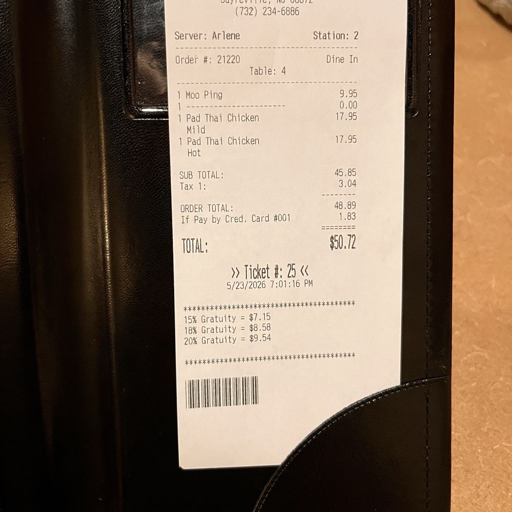 Truly Thai Restaurant - Receipt - Thai Near Me - Sayreville, New Jersey Truly Thai Restaurant - Receipt - Thai Near Me - Sayreville, New Jersey