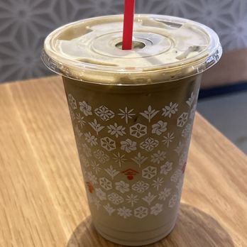 Asha Tea House - Iced Hojicha Latte with oat milk sweetened - Coffee & Tea Near Me - San Francisco, California