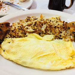 Friendship Cafe - Western (Denver) Omelet with hash browns and raisin toast
