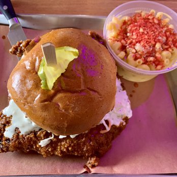 Chicago Culinary Kitchen - The BIG Buffalo Chicken Sandwich with a side of Mac & Cheese - Barbeque Near Me - Palatine, Illinois