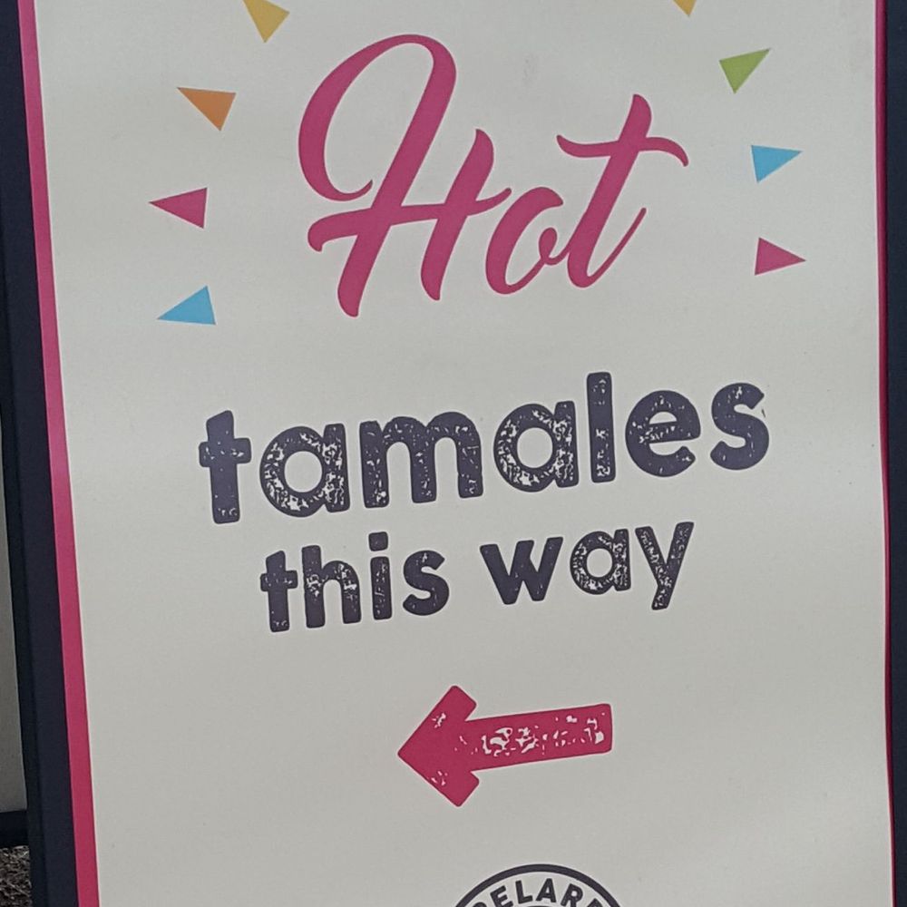 Frelard Tamales - Sidewalk signage with social distancing markings (4/23/20) - Mexican Near Me - Seattle, Washington